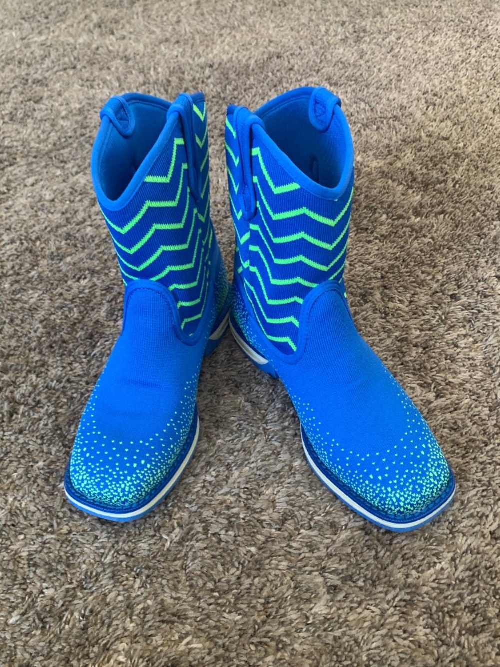 Laredo Kids Ziggy Western Boots blue Zig Zag Knit Perform Air Sz.2